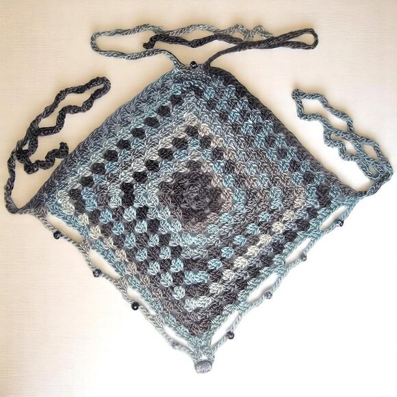 Handmade crochet diamond halter‎ top with lining for more coverage. - Picture 2 of 7